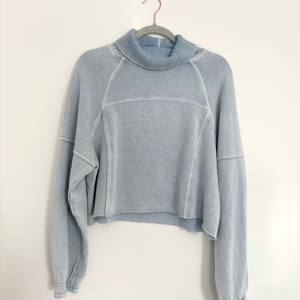 Aerie Soft Blue Cowl Neck Sweater